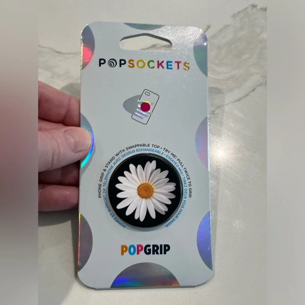 PopSocket PopGrip Daisy Phone Grip - White & Yellow on Black